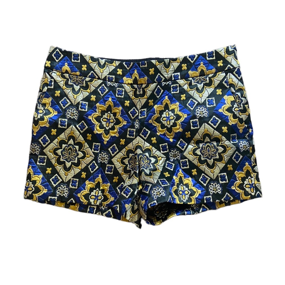Ann Taylor Loft Jacquard Metallic Gold & Navy Dress Shorts